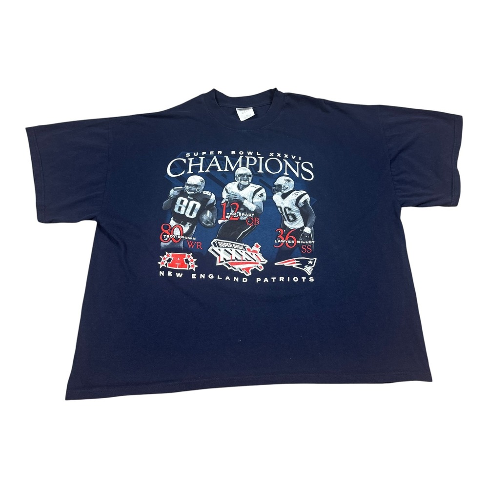 Vintage Gildan New England Patriots Superbowl XXXVI Navy Shirt Men's‎ 2XL